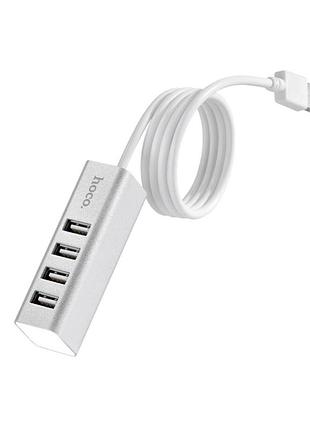 Usb-хаб hoco hb1 4usb серый usb 2.0 с четырьмя портами