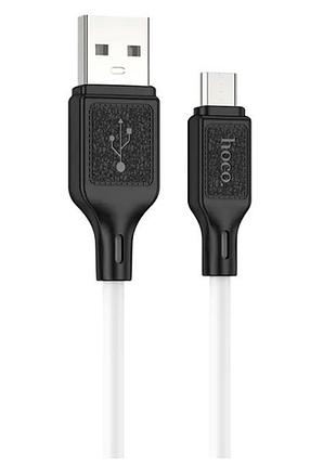 Кабель hoco x90 силиконовый micro usb 2.4a белый противоударный 1м