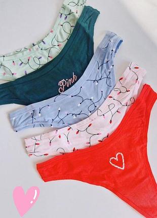 Набір трусиків victoria's secret pink 5 шт .стрінги victoria's secret pink бюстгалтер victoria's secret 
білизна victoria's secret pink
