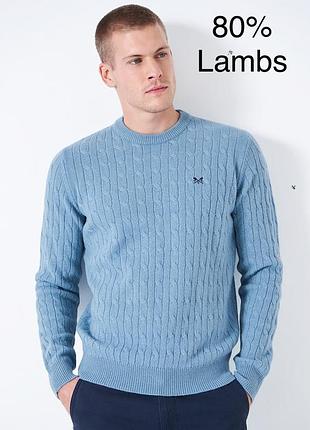 Чоловічий вовняний светр /шерстяний  джемпер crew clothing company (в'язка косами), розмір м