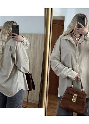 Сорочка бежева жіноча подовжена цупка бавовна розмір l/xl