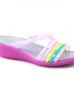 Crocs шльопанці на танкетці шльопанці isabella mini wedge wild orghid 202464-5k8