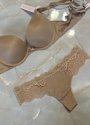Комплект білизни люкс серії body victoria’s secret оригінал  найкомфортніший бюстгальтер 34b 75б трусики с