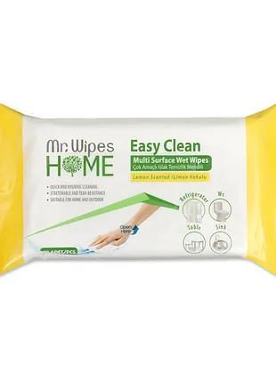 Вологі серветки для прибирання mr. wipes "лимон", 40 шт