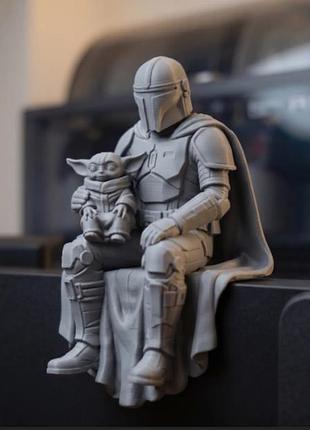 Колекційна фігурка мандалорець з грогу (star wars) 10.5 см — декоративна статуетка на робочий стіл та полицю
