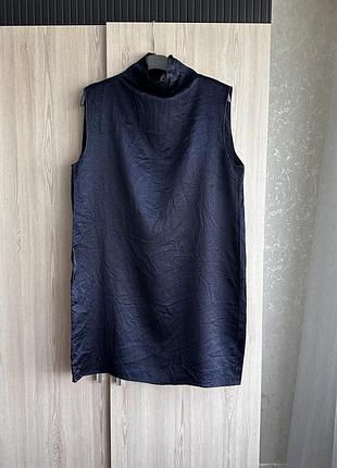 Темно-синя атласна сукня zara woman limited edition розмір l жата міні сукня вечірня