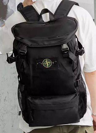 Рюкзак мужской унисекс женский stone island черный с патчем вместительный
