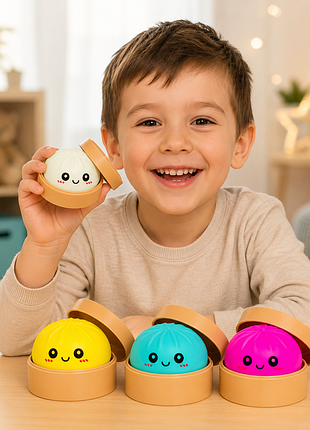 Антистресс-игрушка squishy «пельмешка» в коробочке / сквиш бао-бблочка, пельмень 5,5 см / игрушка антистресс сквиш squishy dumpring