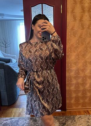 Сукня з відкритою спиною zebra fashion розмір s m l принт пейслі міді з поясом