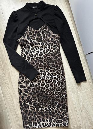 Тепла сукня в лео принт