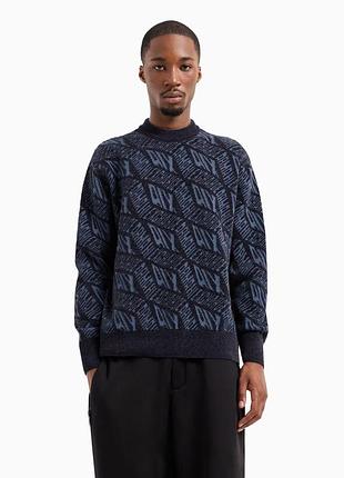 Мужской вязаный свитер armani exchange с логотипом