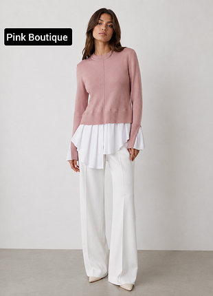 Блуза водолазка женская розовая с имитацией рубашки от бренда pink boutique s