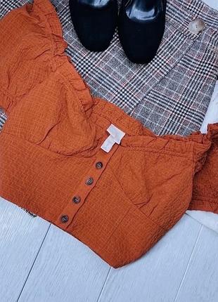 Літній топ h&m s теракотовий топ на ґудзиках короткий топ