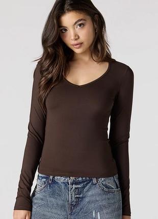 Новий жіночий коричневий лонгслив реглан george everyday basics бавовна розмір 16 l-2xl