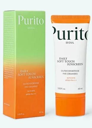 Солнцезащитный крем с керамидами purito seoul day soft touch sunscreen spf 50+ pa++++ 60 мл