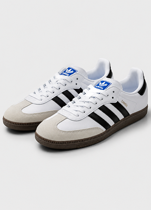 Кроссовки унисекс adidas samba og white белые, кожа и замша, 37-41