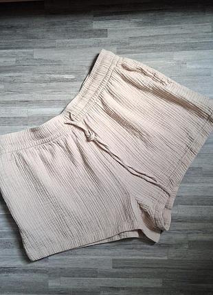 Муслиновые бежевые короткие шорты h&amp;m