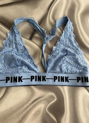 Бралет victoria's secret pink  світло-блакитного  кольору з фірмовою еластичною стрічкою.
