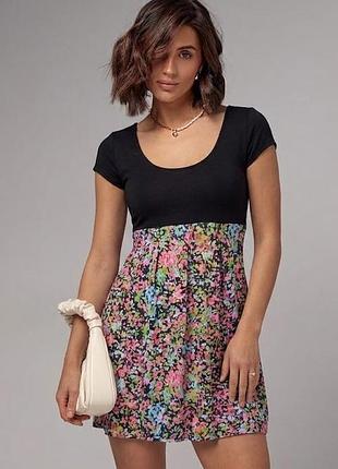 Комбинированное цветочное платье topshop