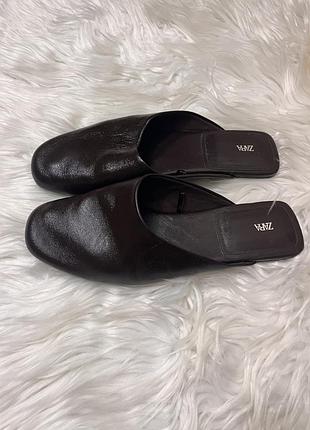 Шкіряні мюлі тапки zara 37 розмір