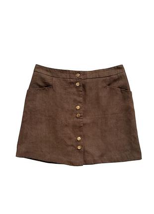 Спідниця жіноча коричневого кольору miss selfridge з екозамші 44-46