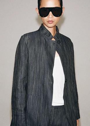 Полосатый льняной блейзер zw collection