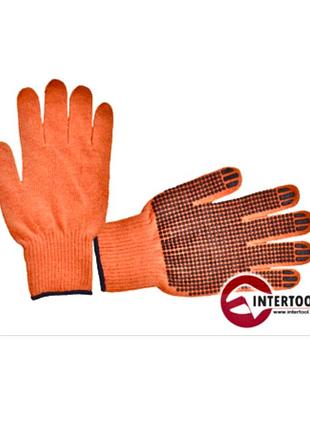 Рукавиці intertool трикотаж із синьою точкою жовтогарячі 10 розмір xl (sp-0131)