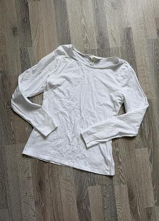 Базовий білий лонгслів h&m