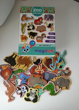 Детские магниты magdum «зоопарк / zoo» (20 шт, большие)