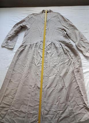 Льняное платье iталия. l-xl. длина от ворота к низу 127см. от подмышки до подмышки 48см. плечи 39см. рукав от плечевого шва 54,5см.