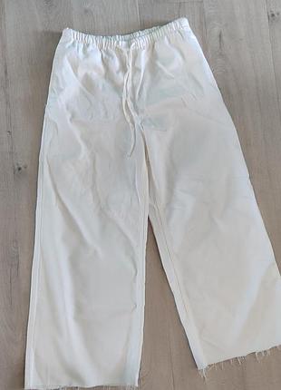 Брюки h&amp;m, оверсайз, коттон,лиоцелл