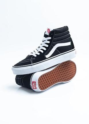 Кеди vans sk8-hi (наш 36,5-37) унісекс чорні з натур. замші та текстилю весна/осінь/демі