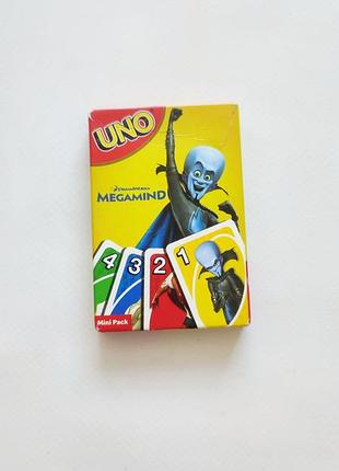 Настільна гра компактна уно uno megamind dream works мегамозок настолочка карткова компанії сімейна настольна шра мега мозок маленька для подорожей