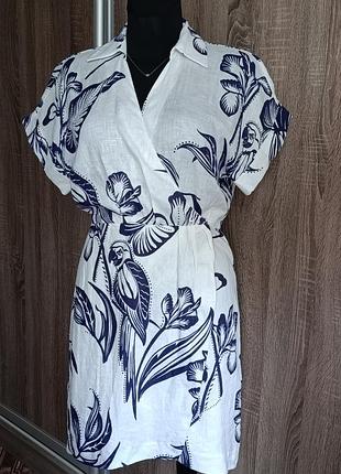 Жіноча льняна сукня massimo dutti eur 36 xs s сукня на запах 100% льон бавовна