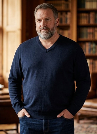 Мужской джемпер m&amp;s (marks &amp; spencer) cashmilonTM, р. 2xl (трикотажный пуловер с v-вырезом)