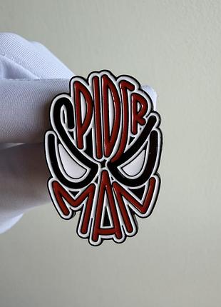 Пін значок металевий брошка «людина-павук (spider-man) marvel – маска з написом spider man»