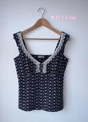 Майка топ із вишивкою і мереживом вінтажний