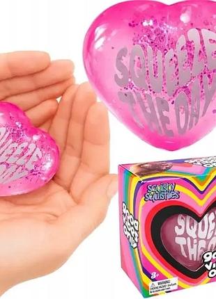 Игрушка антистресс "сердце" needoh elly squish glow 10 см
