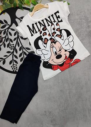 Дитячий літній комплект zara мінні маус для дівчинки 4, 8 років