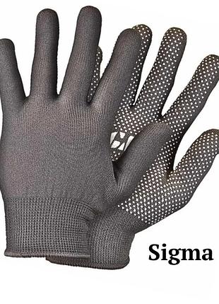 Трикотажні сірі рукавички sigma мікроточка ( 9442911)