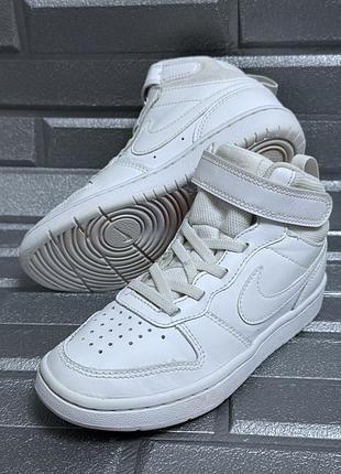 Кроссовки детские nike court borough mid 2 30 размер (19 см стелька) белые кожаные натуральная кожа для мальчиков девочек унисекс