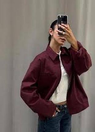 Zara легка оверсайз куртка бомбер легкая куртка оверсайз бомбер бургунди