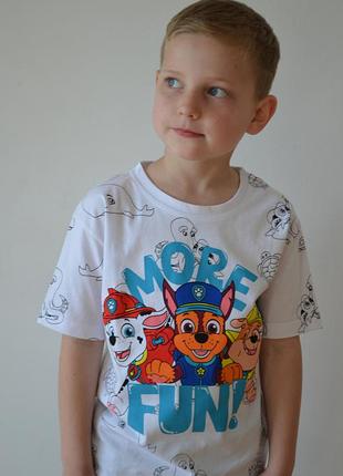 Футболка белая щенячий патруль 3-10 лет 104-140 см.