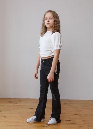 Джинсы черные клеш для девочек zara 128