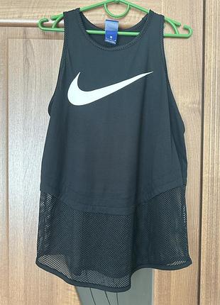 Спортивная черная майка nike с сеткой и логотипом (m)