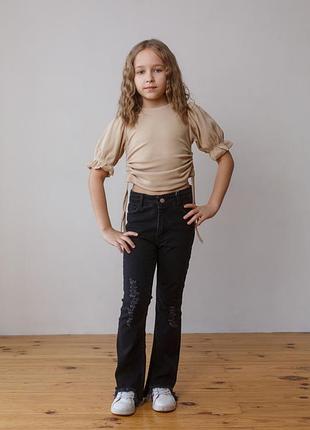 Джинсы черные клеш для девочек zara
