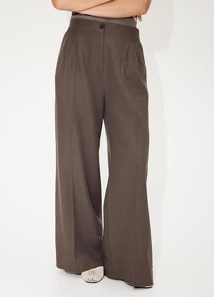 Новые шоколадные широкие брюки, брючки, штаны палаццо h&amp;m. вискоза + лен + хлопок. новая коллекция!