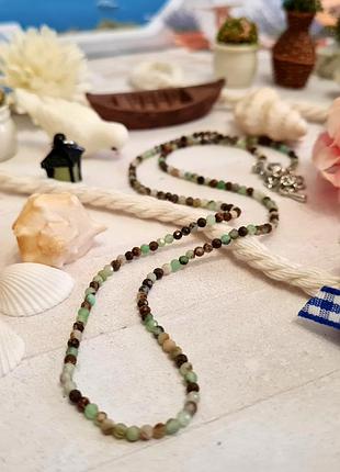 🔺🤎💚 колье-ожерелье чокер р. 40 см натуральный хризопраз граненый