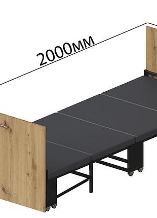 Ліжко трансформер ascet 1 ferrum-decor 650x2000x700 чорний метал дсп дуб артизан 16 мм (frd-107328)