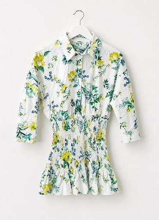 Сукня платье zara біле с зеленим квітковий принт на резинці